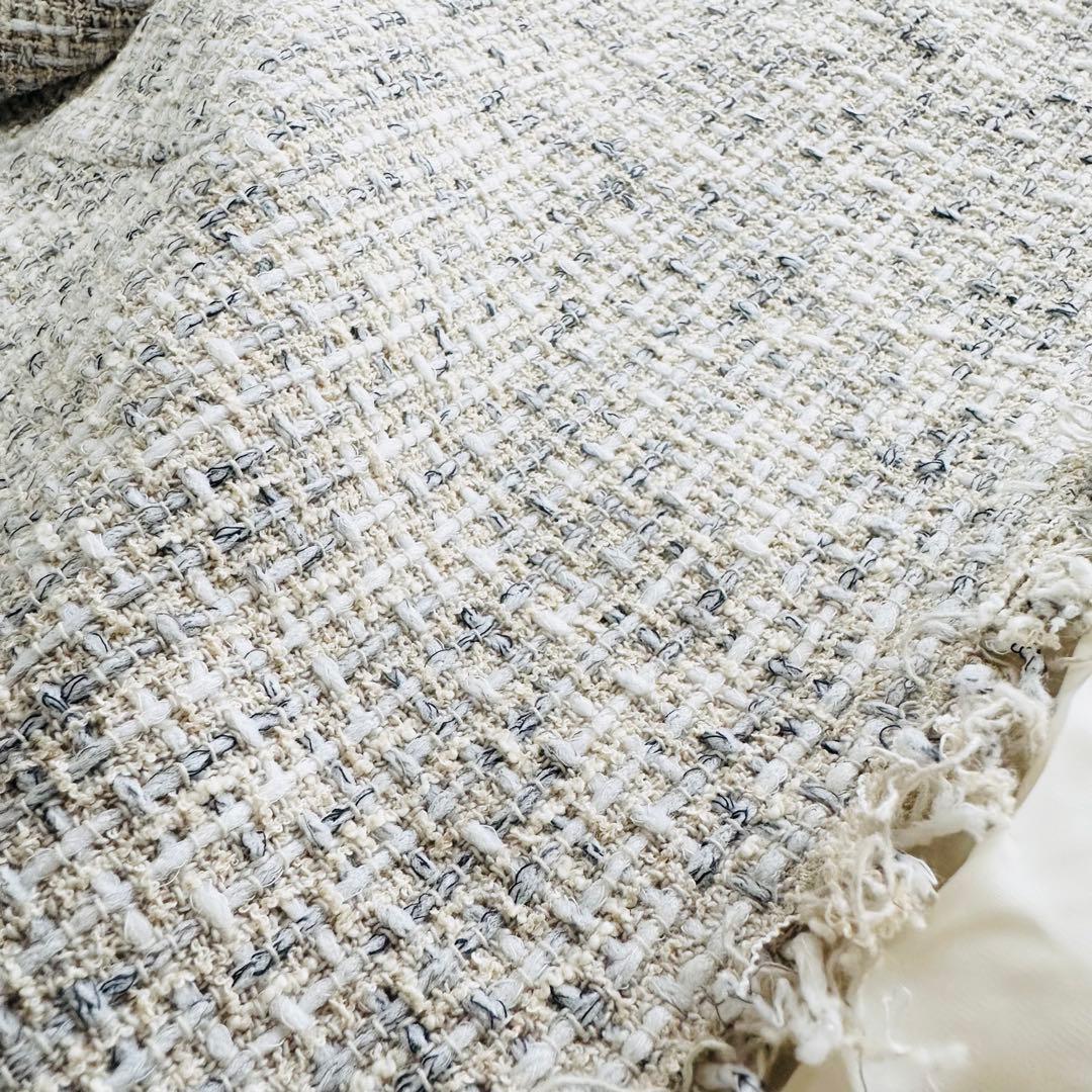 美品　セオリーリュクス　ノーカラーツイードジャケット　フォーマル　セレモニー　M