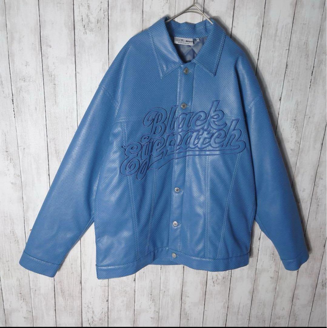 R*Y様 【美品】ブラックアイパッチ　フェイク レザー ジャケット　中綿　スタジ