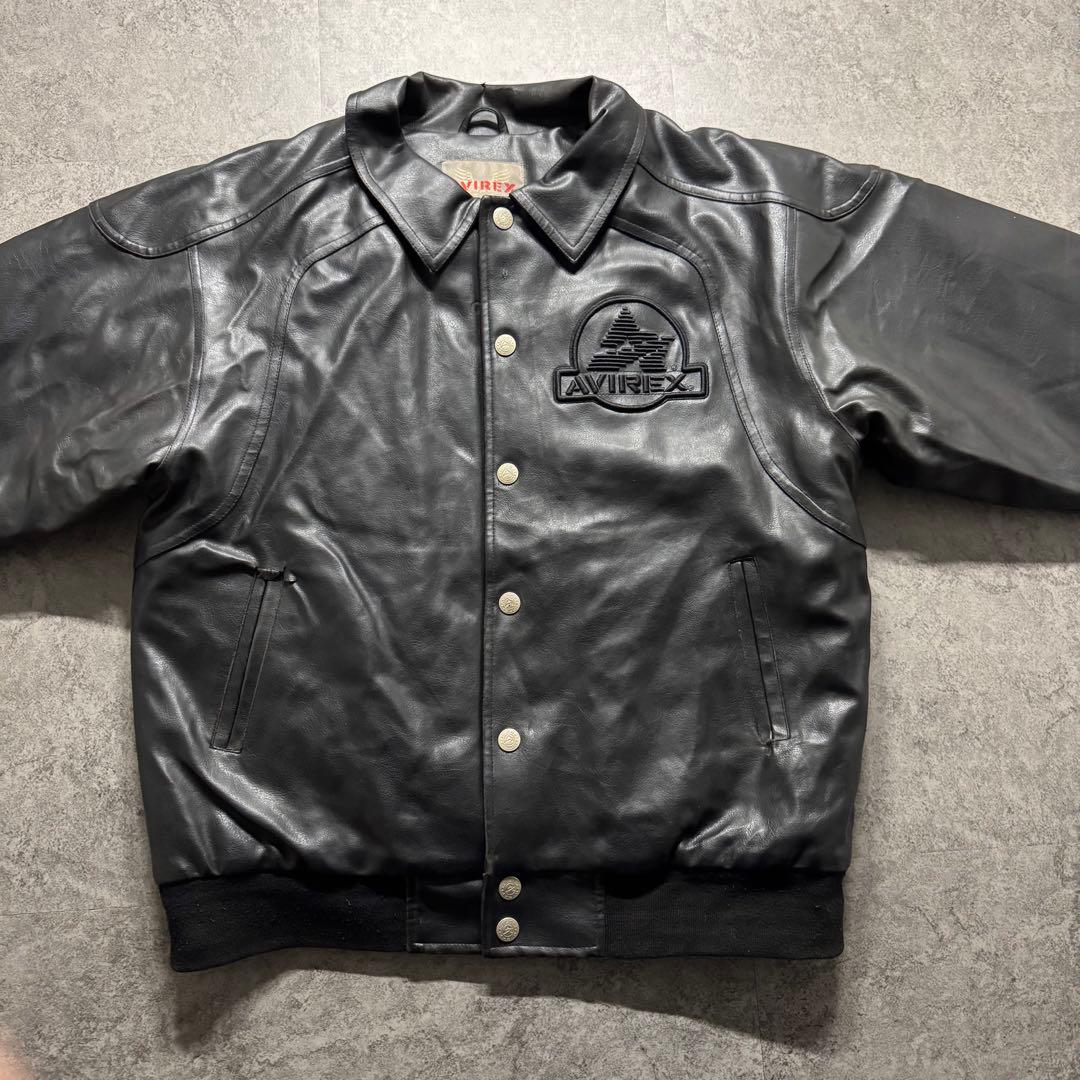 【希少品】AVIREX スタジャン　XL バッグロゴ　PVC レザージャケット