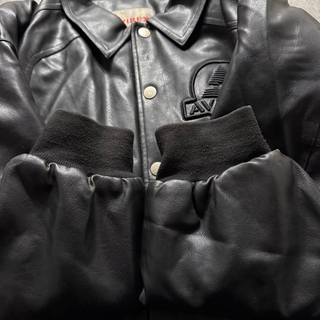 【希少品】AVIREX スタジャン　XL バッグロゴ　PVC レザージャケット