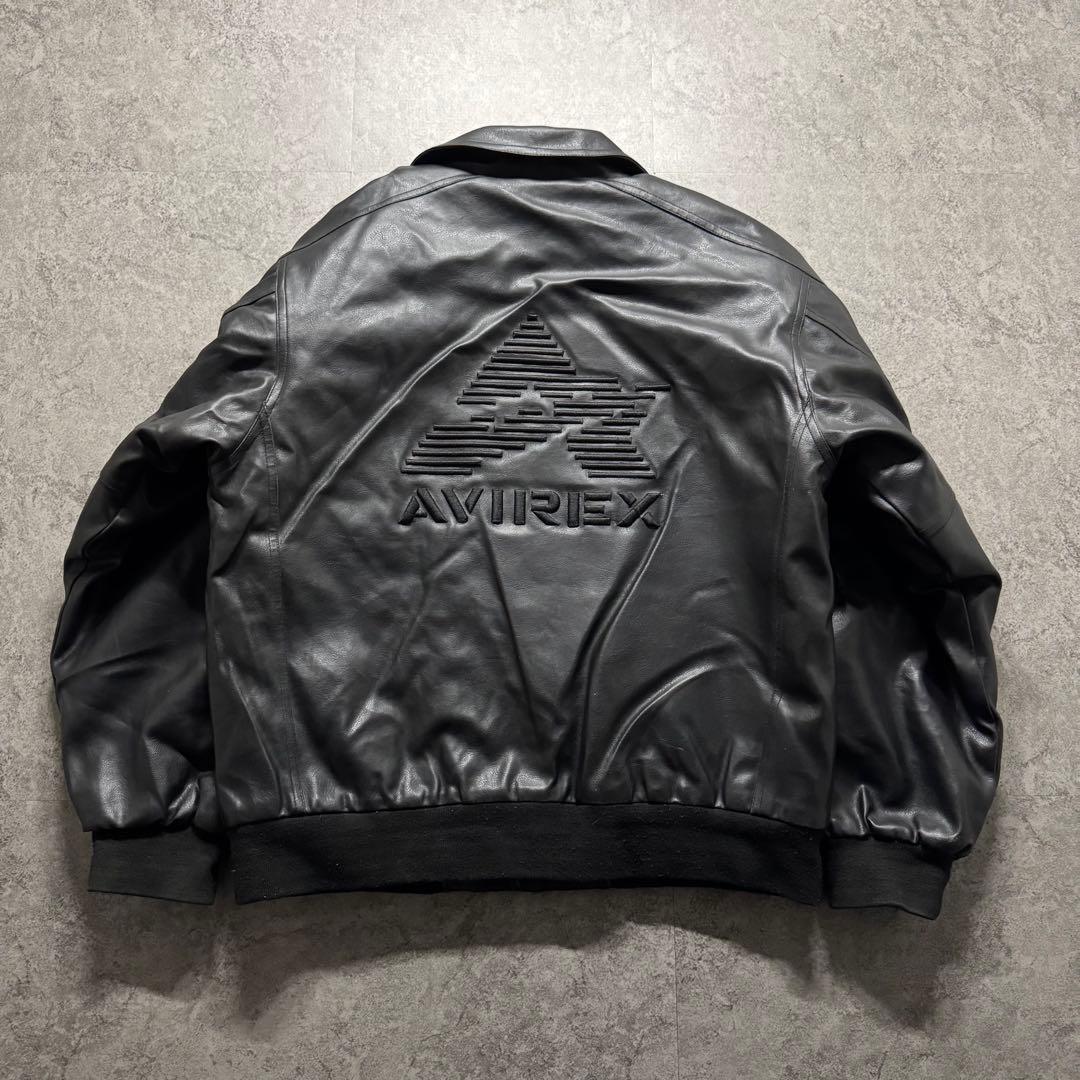 【希少品】AVIREX スタジャン　XL バッグロゴ　PVC レザージャケット