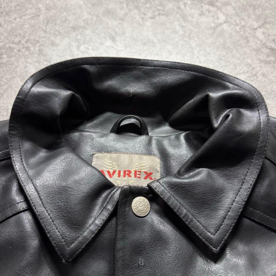 【希少品】AVIREX スタジャン　XL バッグロゴ　PVC レザージャケット