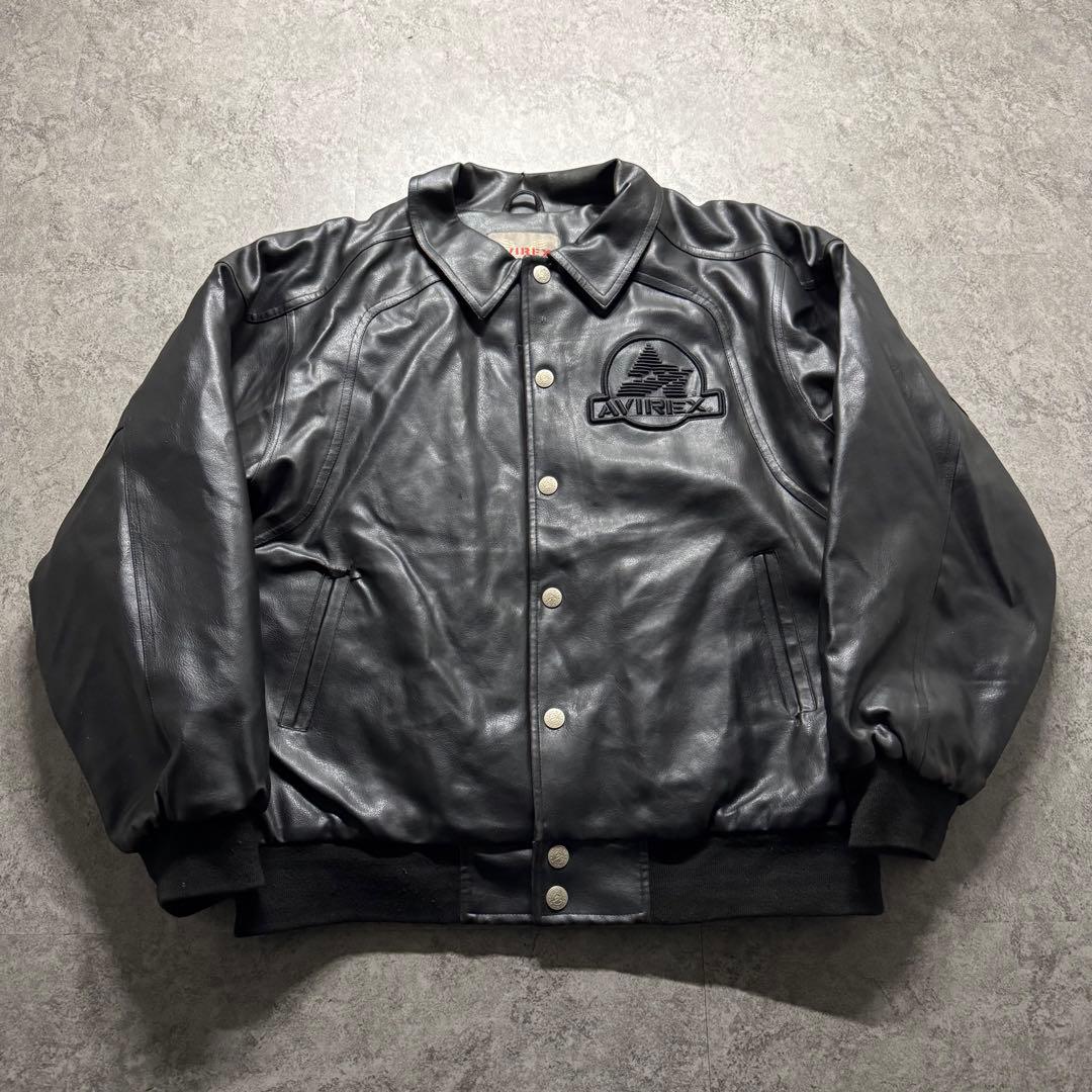 【希少品】AVIREX スタジャン　XL バッグロゴ　PVC レザージャケット