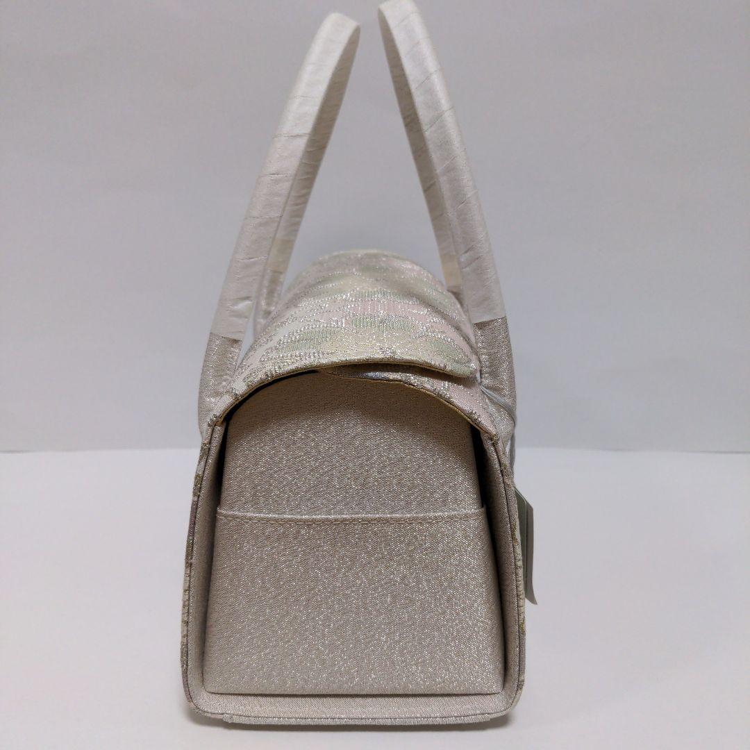 和装バッグ　かぶせ　七宝つなぎ　シルバー　利休バック　ガード加工済　衿秀　和想庵