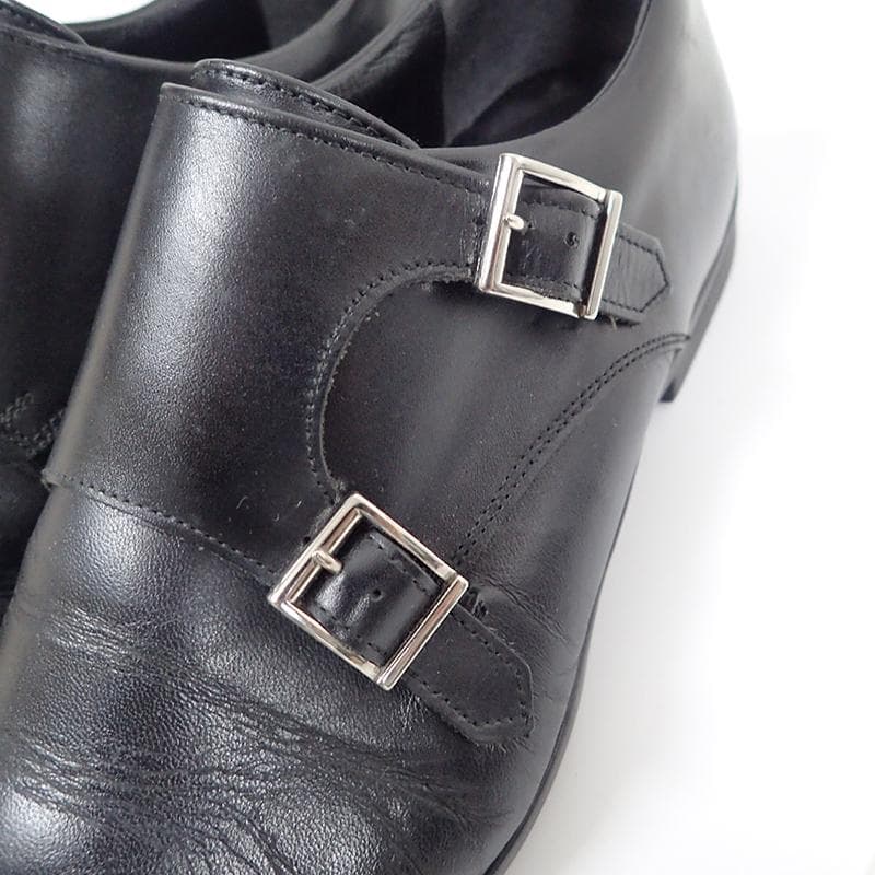 三陽山長 ダブルモンク ビジネスシューズ ブラック 26.0cm 元箱付き