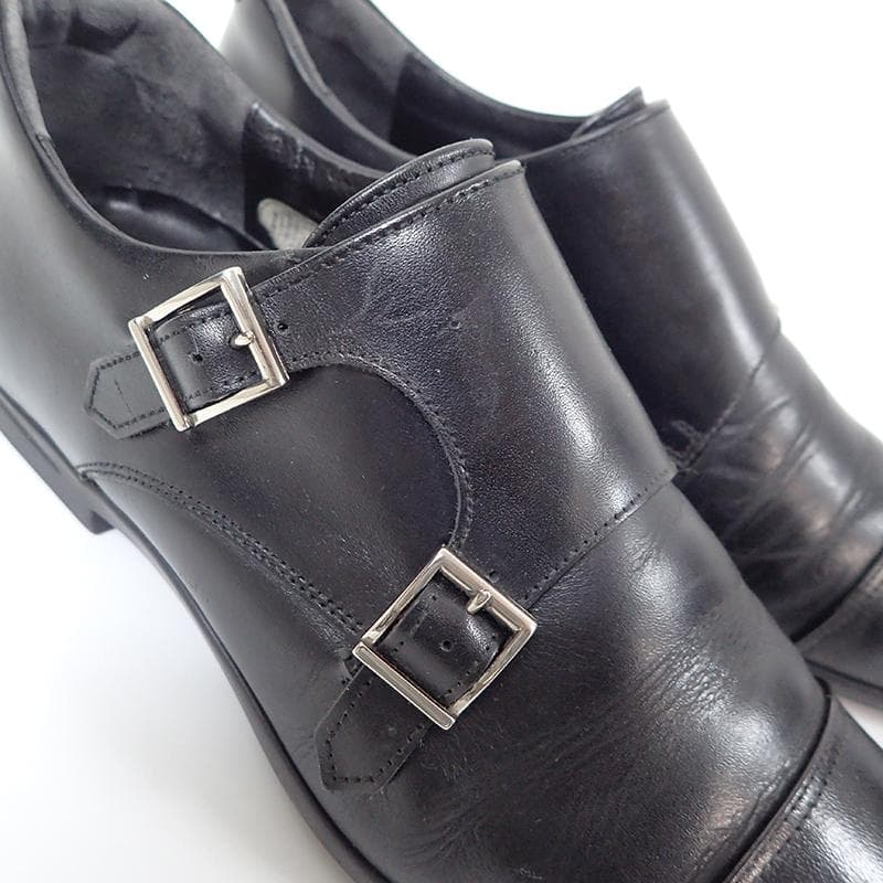 三陽山長 ダブルモンク ビジネスシューズ ブラック 26.0cm 元箱付き