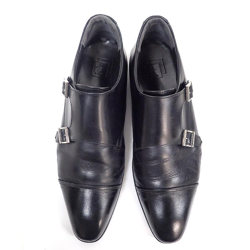 三陽山長 ダブルモンク ビジネスシューズ ブラック 26.0cm 元箱付き