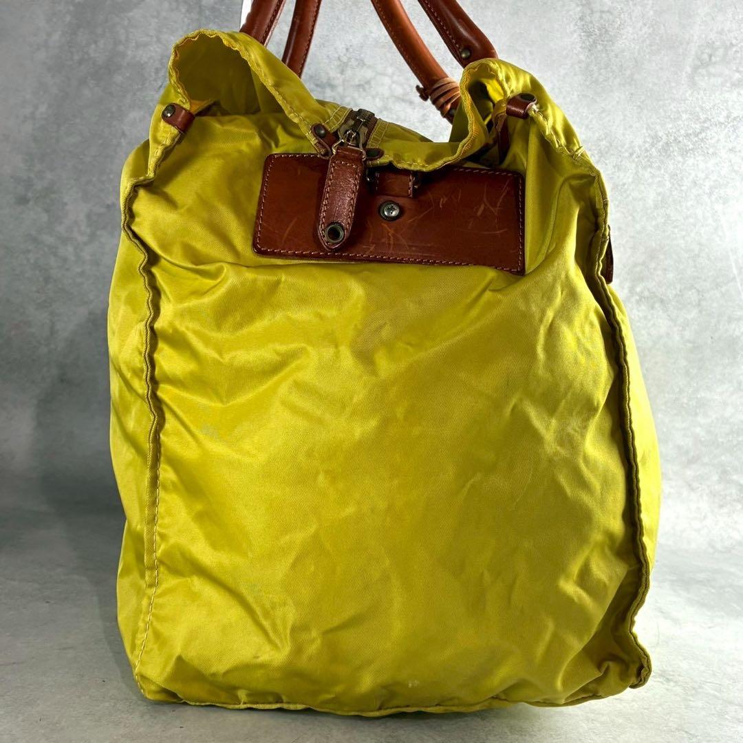良品 フェリージ P4 レザー ナイロン 2WAY ボストンバッグ イエロー