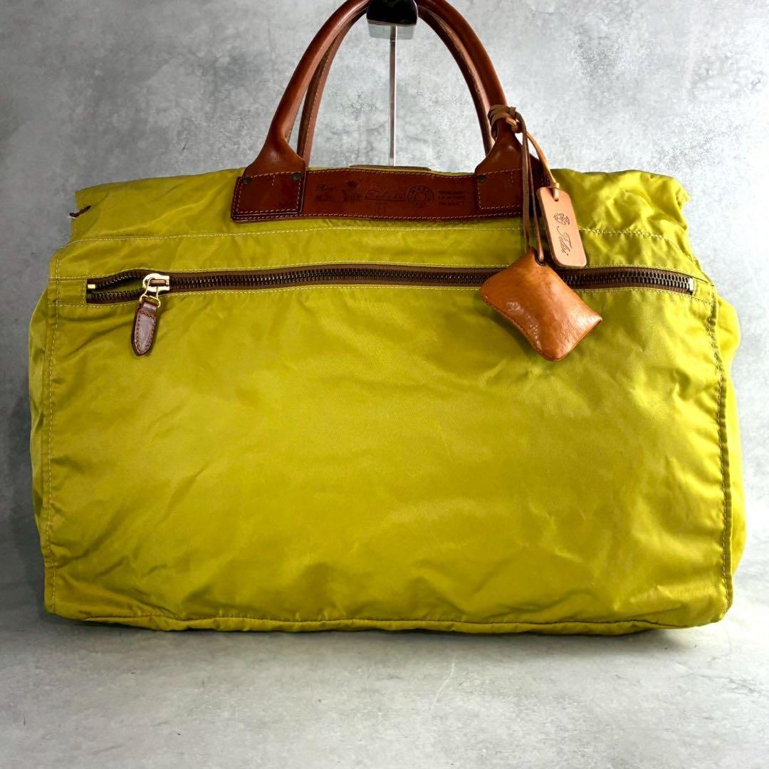 良品 フェリージ P4 レザー ナイロン 2WAY ボストンバッグ イエロー