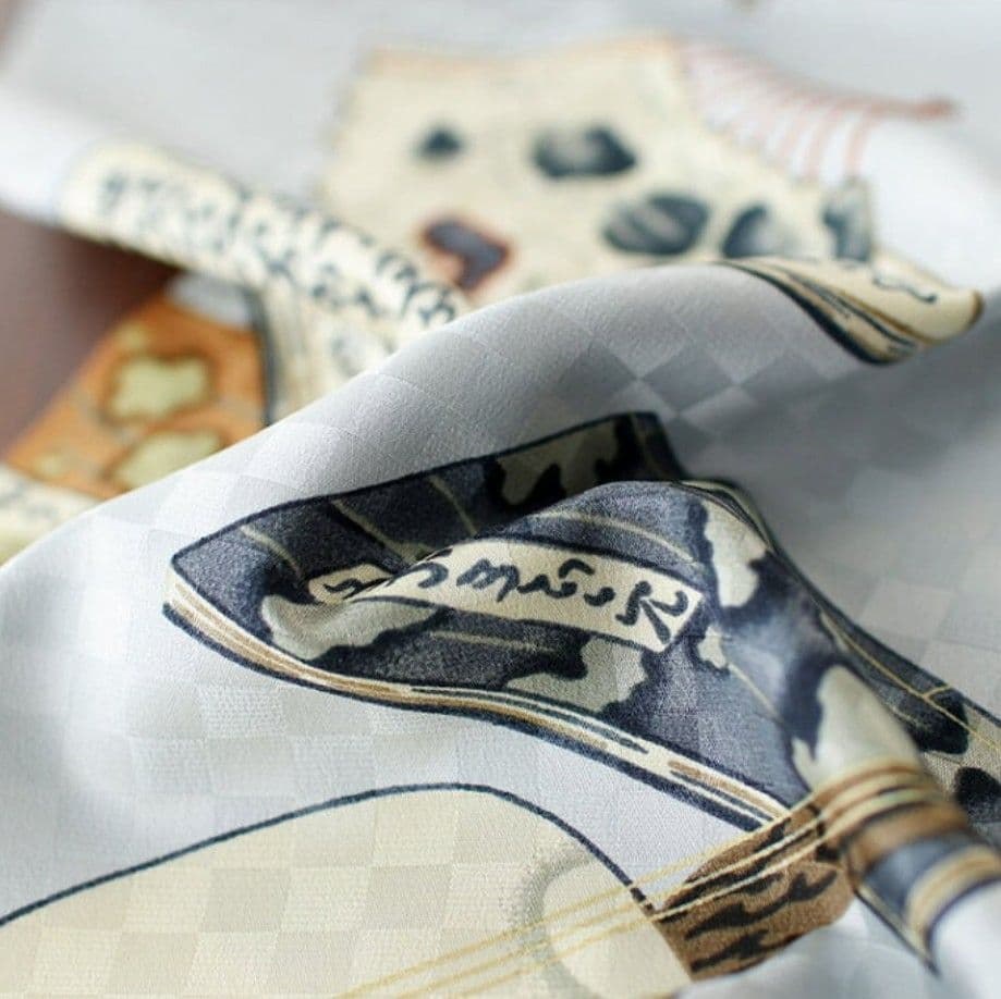 岡重　三味線柄　シルック　替え袖