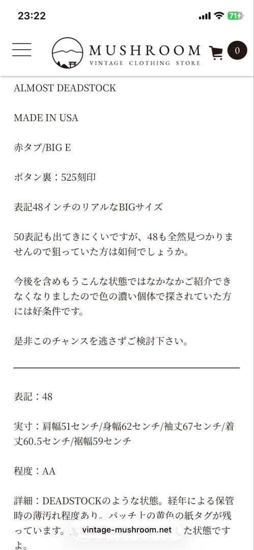 スペシャル 60’s Levi's 濃紺 70505 bigE サイズ48