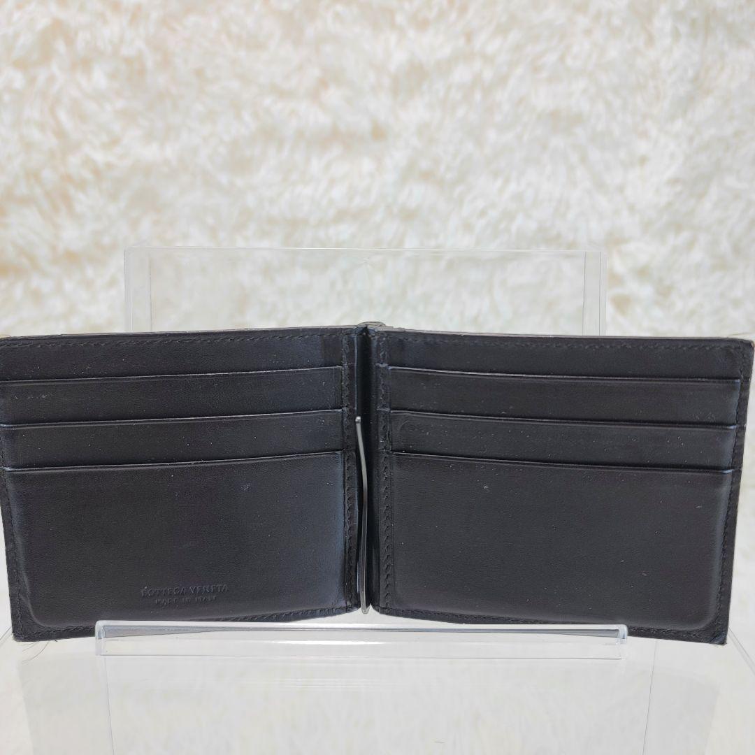 BOTTEGA VENETA　 ダークブラウン レザー マネークリップ　折り財布