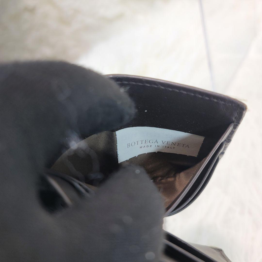 BOTTEGA VENETA　 ダークブラウン レザー マネークリップ　折り財布