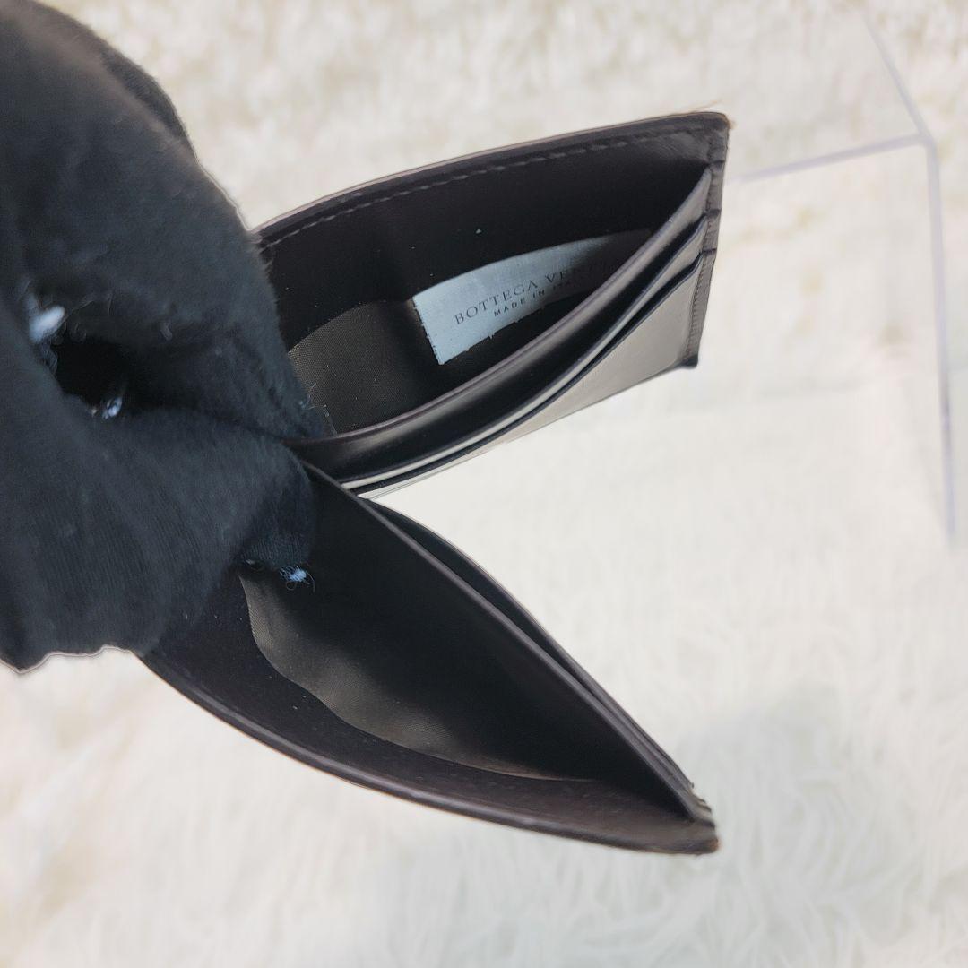 BOTTEGA VENETA　 ダークブラウン レザー マネークリップ　折り財布