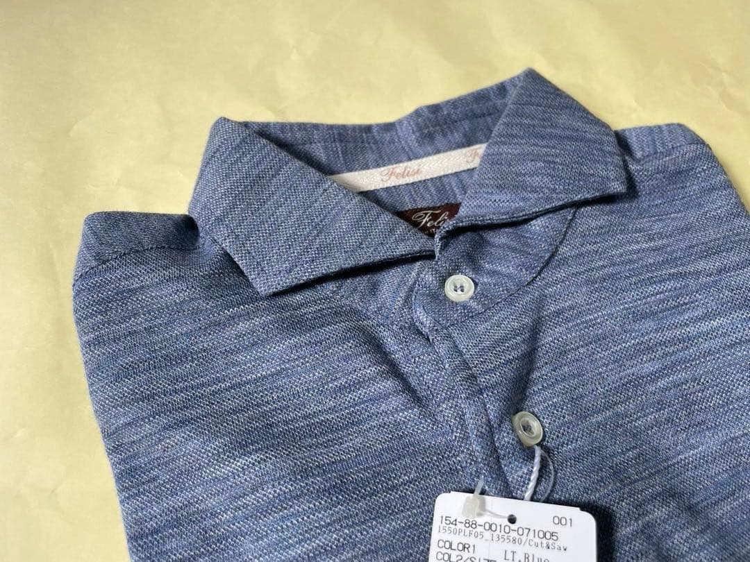 新品未使用 Felisi ポロシャツ 長袖 サイズM フィーゴ LT.Blue