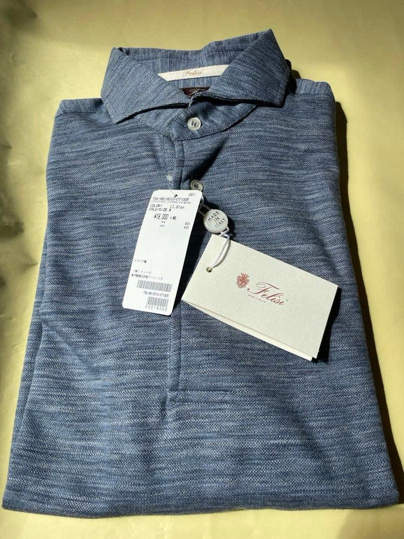 新品未使用 Felisi ポロシャツ 長袖 サイズM フィーゴ LT.Blue