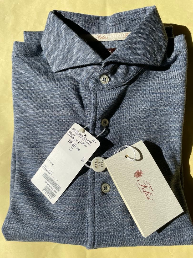 新品未使用 Felisi ポロシャツ 長袖 サイズM フィーゴ LT.Blue