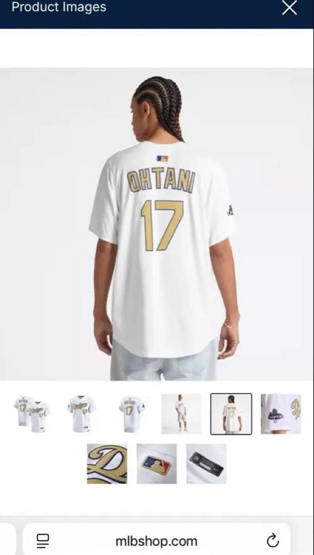 新品 未開封 ドジャース 大谷翔平 17番 ゴールド ユニフォーム メンズ　S