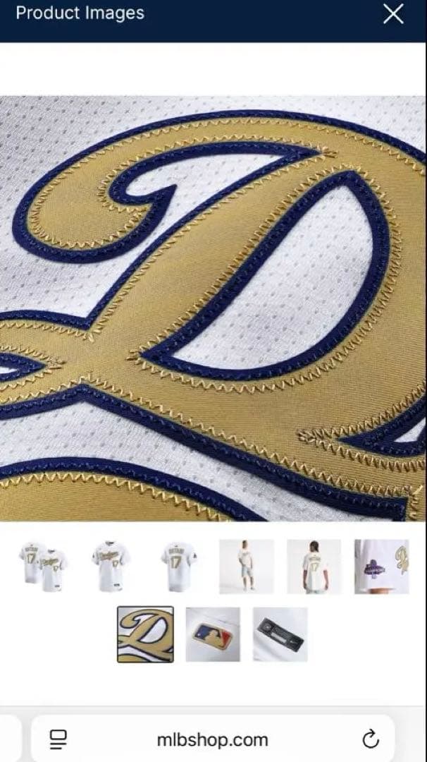 新品 未開封 ドジャース 大谷翔平 17番 ゴールド ユニフォーム メンズ　S