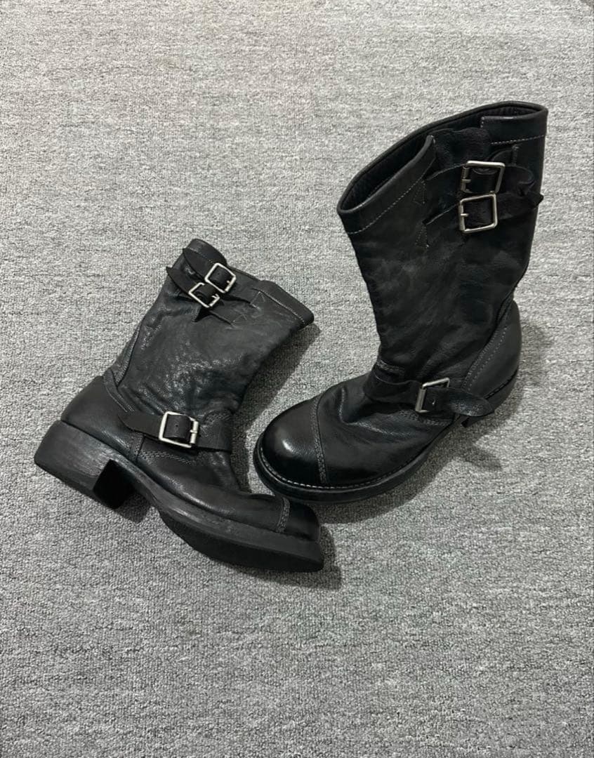 靴 dark Military Engineer Boots