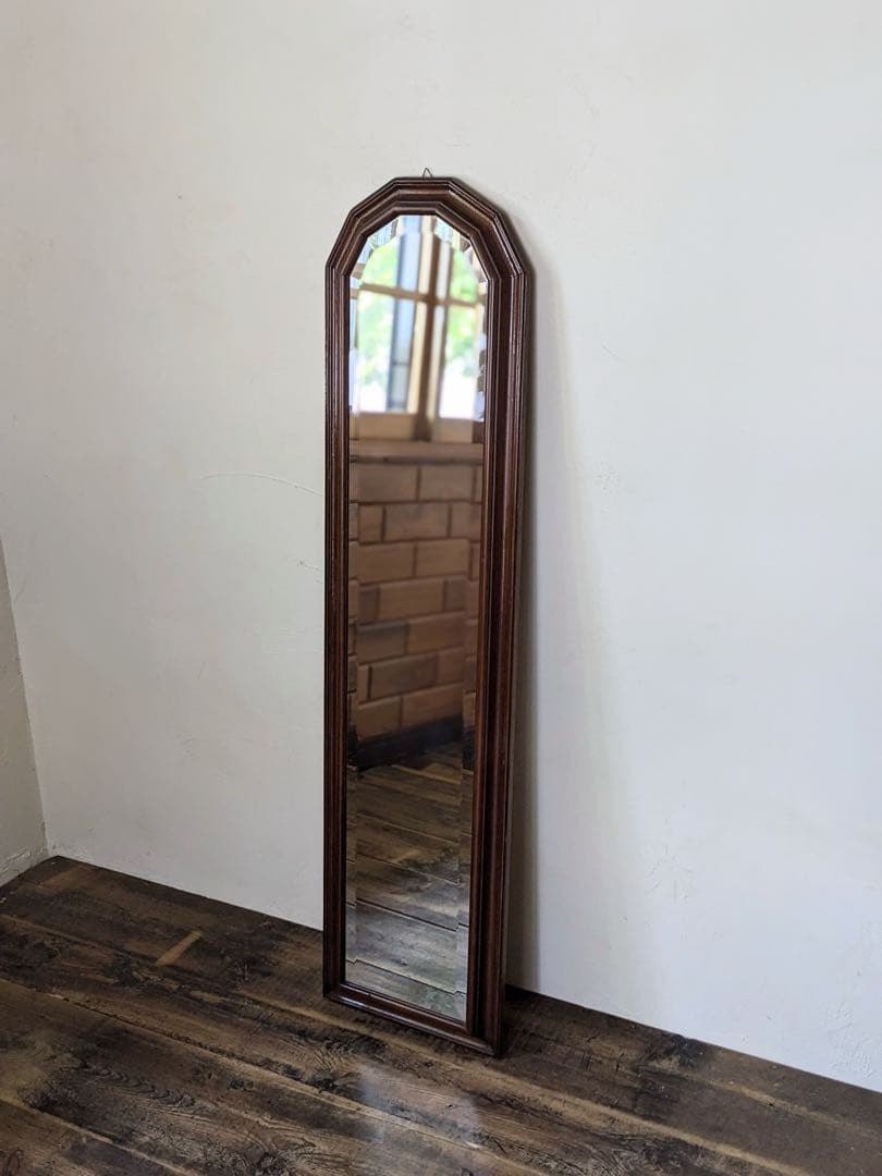クラシックな木製 全身鏡 アンティーク 姿見