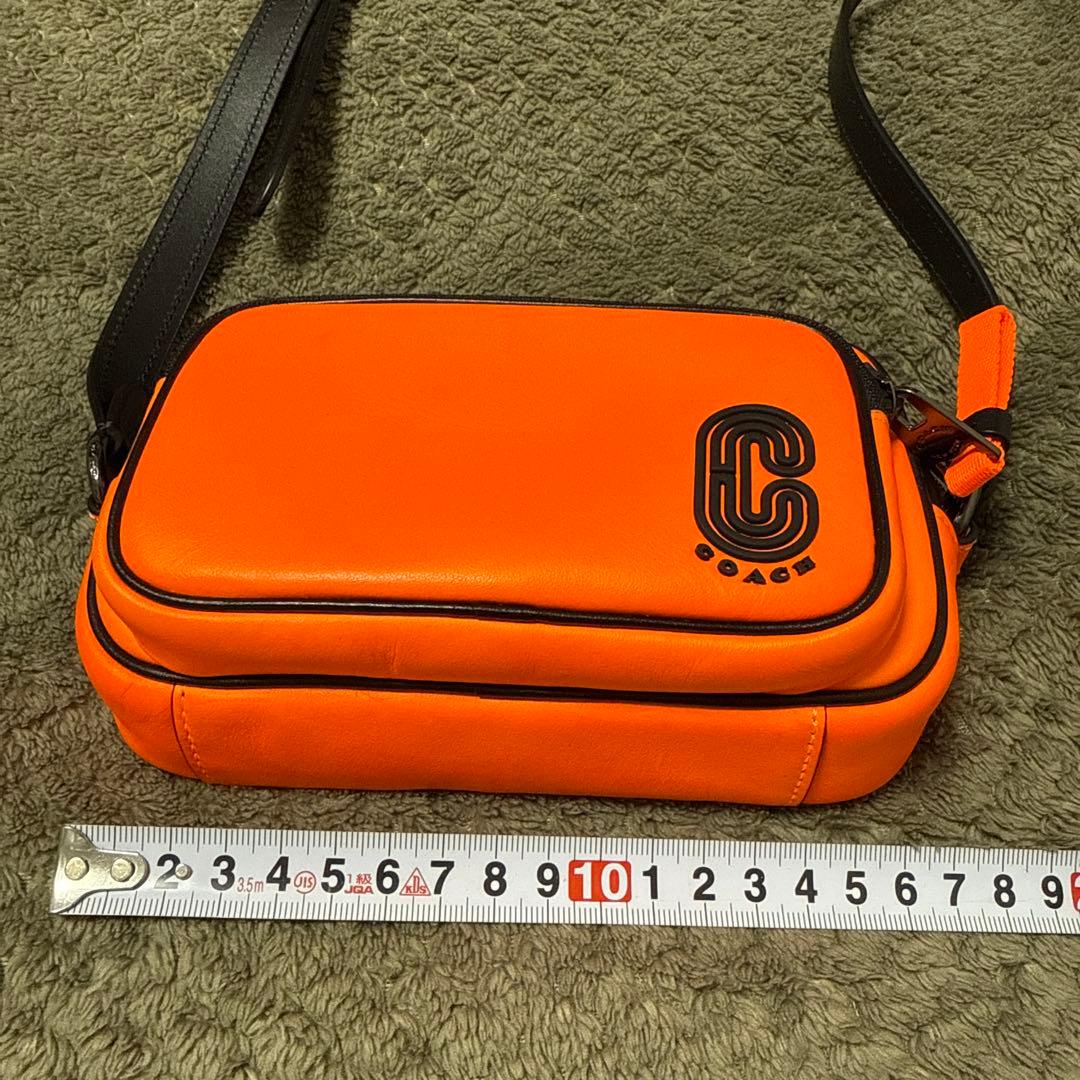 COACH ダブルジッパーバッグ オレンジ/黒