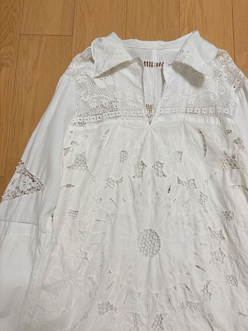 ヴィンテージ ワンピース　アンティーク　花柄　レース