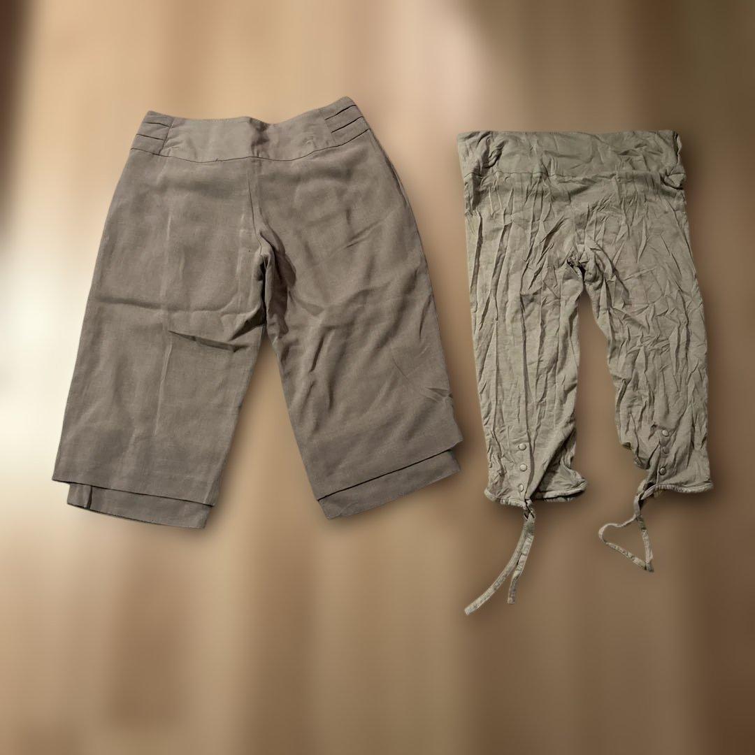 フロントボタンキュロットパンツ36レギンスセット