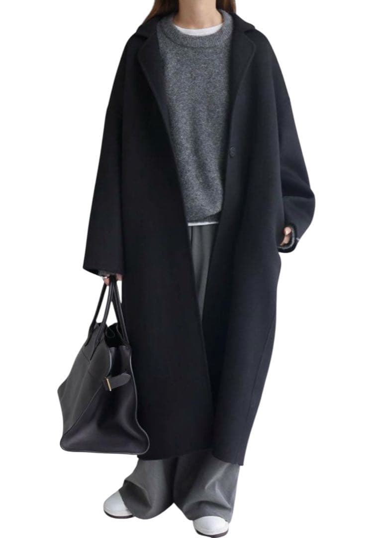 evernavy エバーネービー Mロングコートブラック