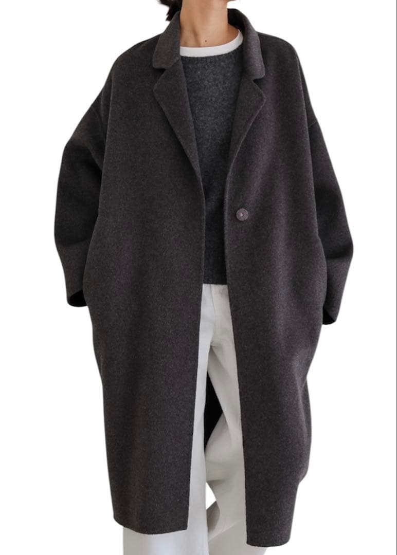 evernavy エバーネービー Mロングコートブラック