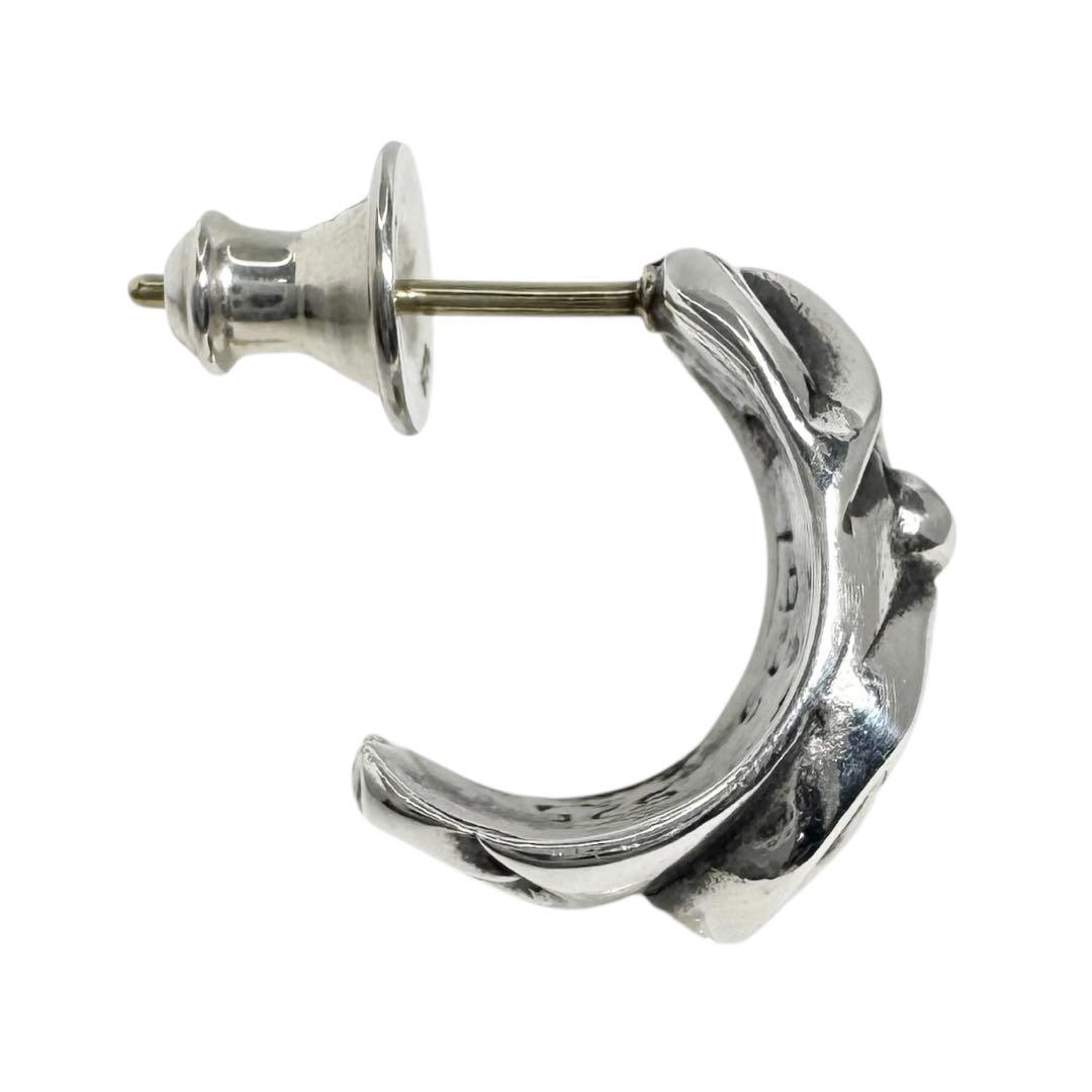 ★未使用★ CHROME HEARTS カーブド ティアドロップ ピアス SV