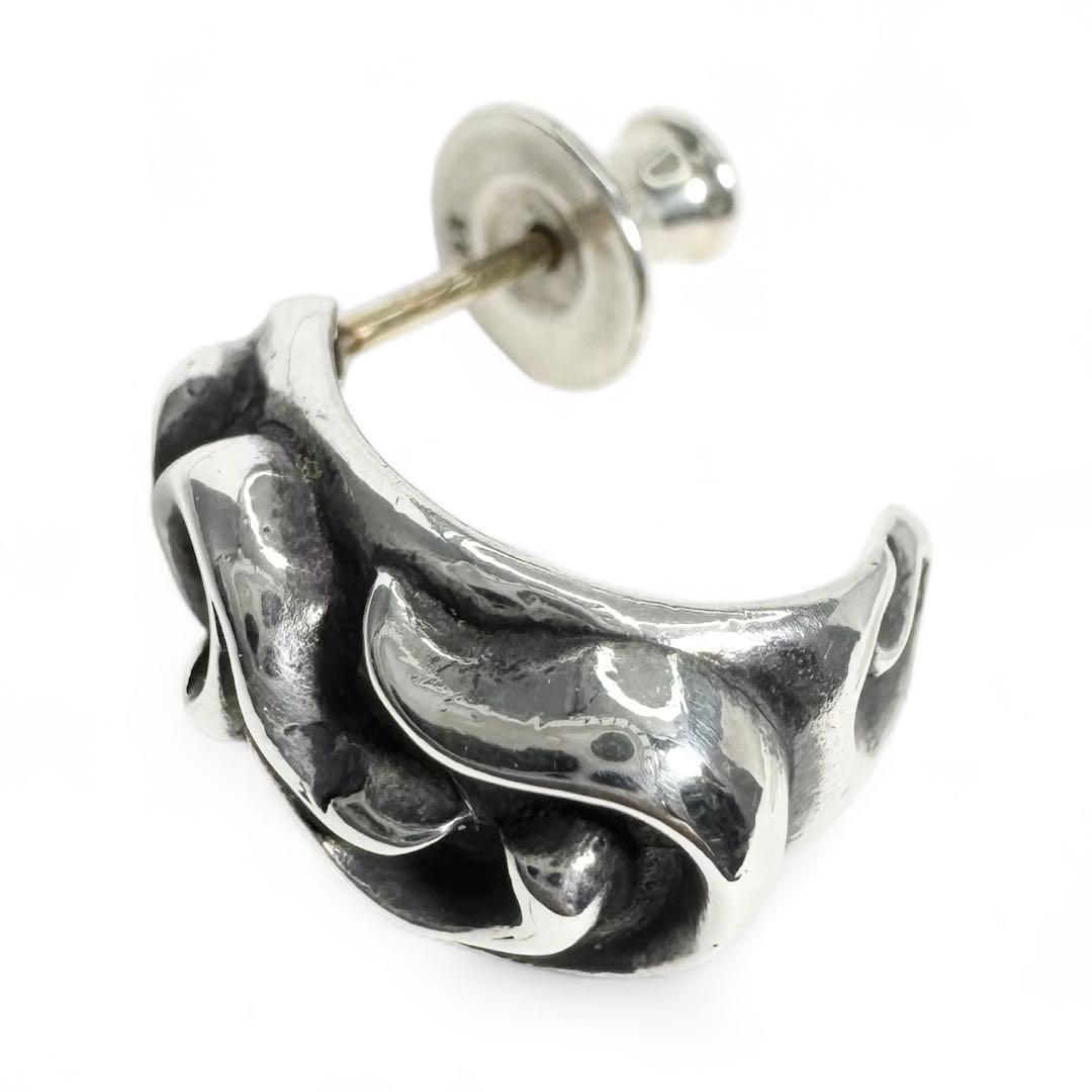 ★未使用★ CHROME HEARTS カーブド ティアドロップ ピアス SV