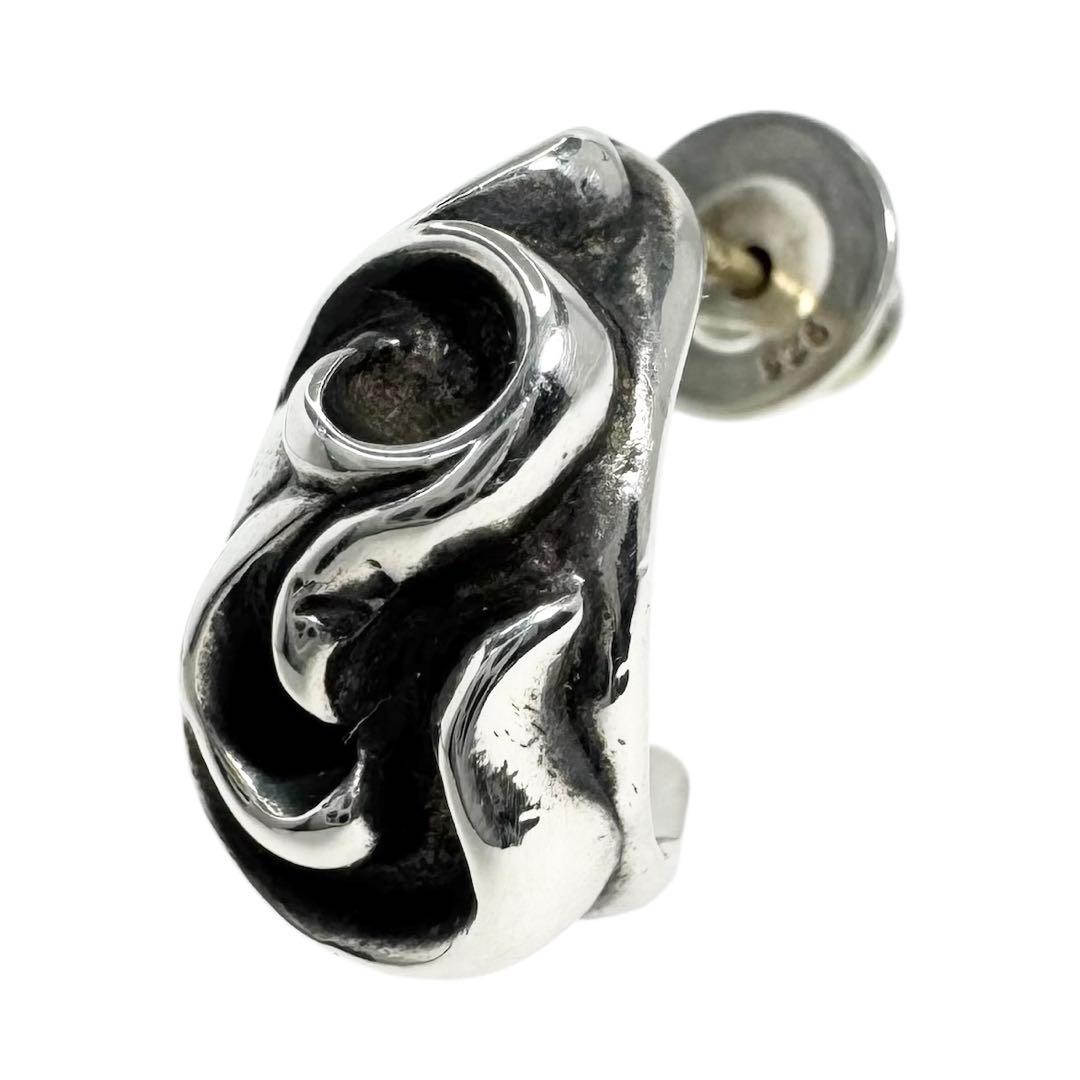 ★未使用★ CHROME HEARTS カーブド ティアドロップ ピアス SV