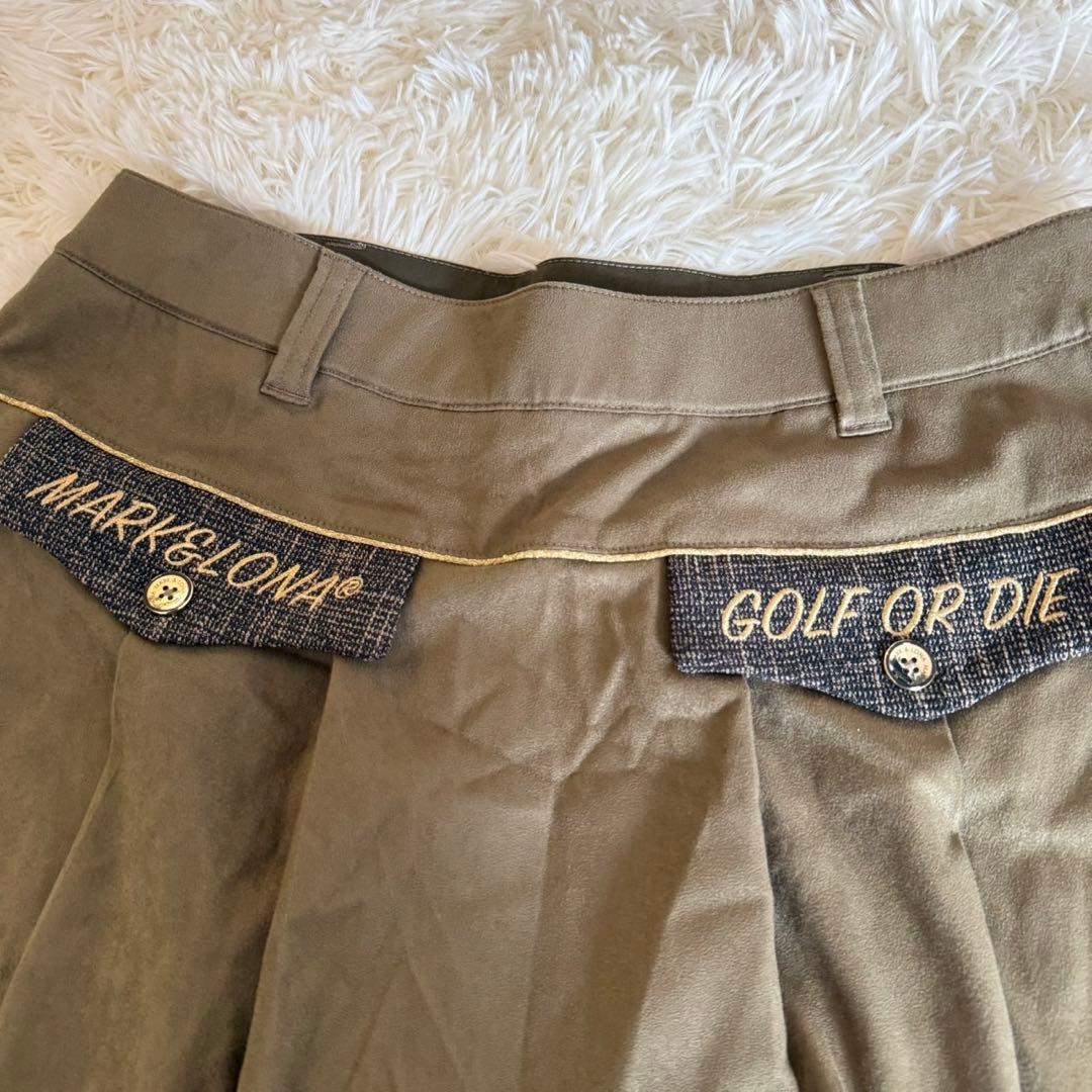 美品✨マークアンドロナ　プリーツ　スカート　ゴルフウェア　Lサイズ　カーキ