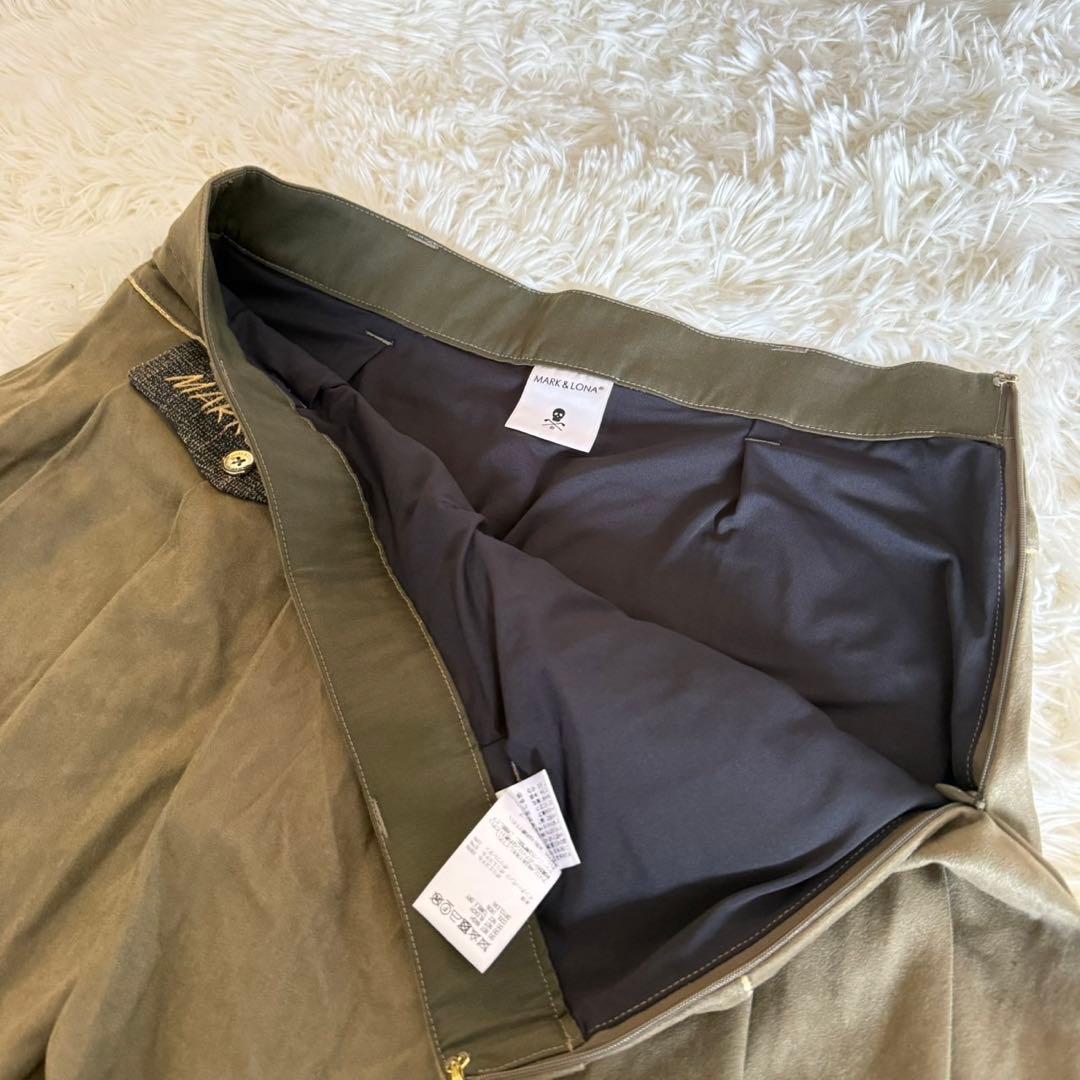 美品✨マークアンドロナ　プリーツ　スカート　ゴルフウェア　Lサイズ　カーキ