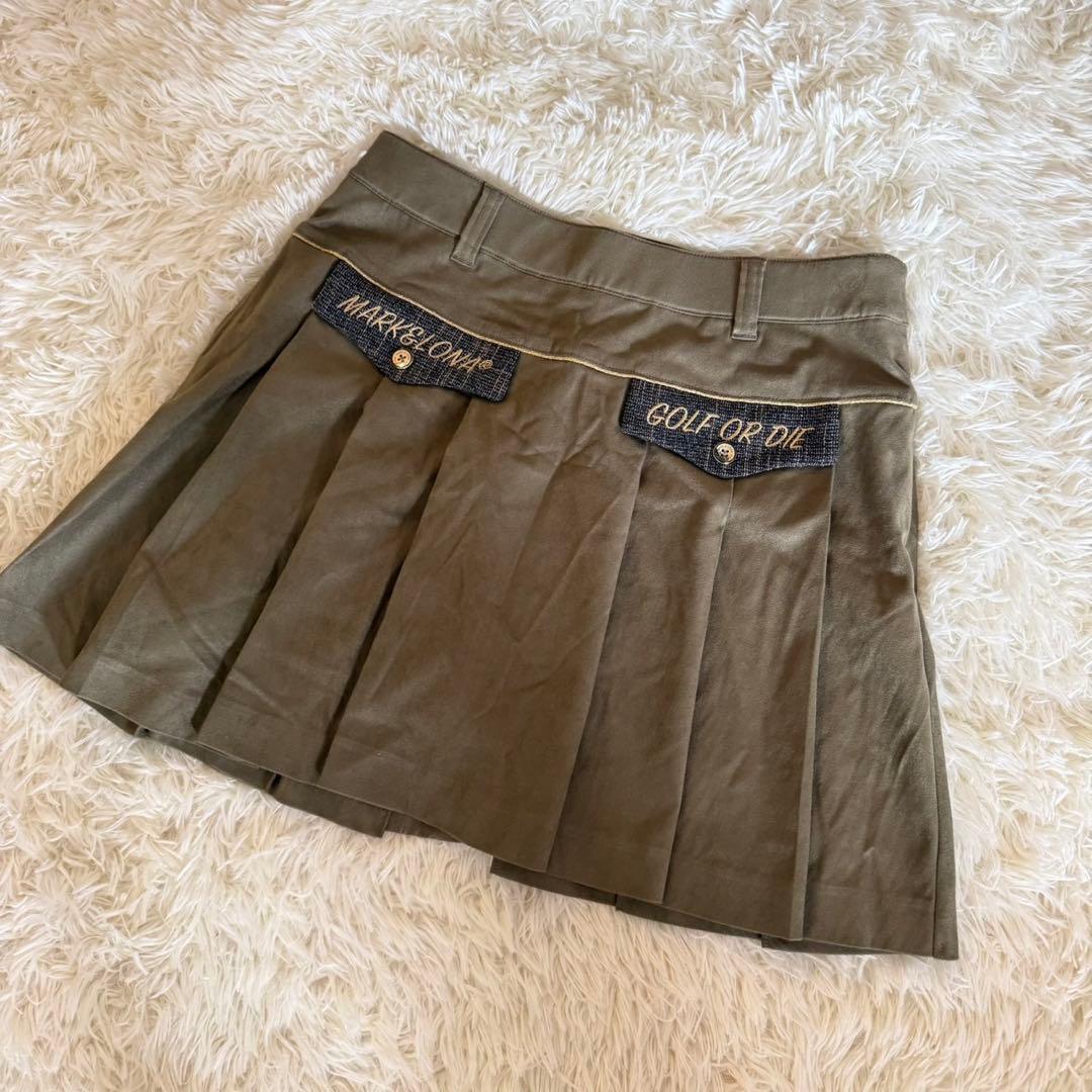 美品✨マークアンドロナ　プリーツ　スカート　ゴルフウェア　Lサイズ　カーキ