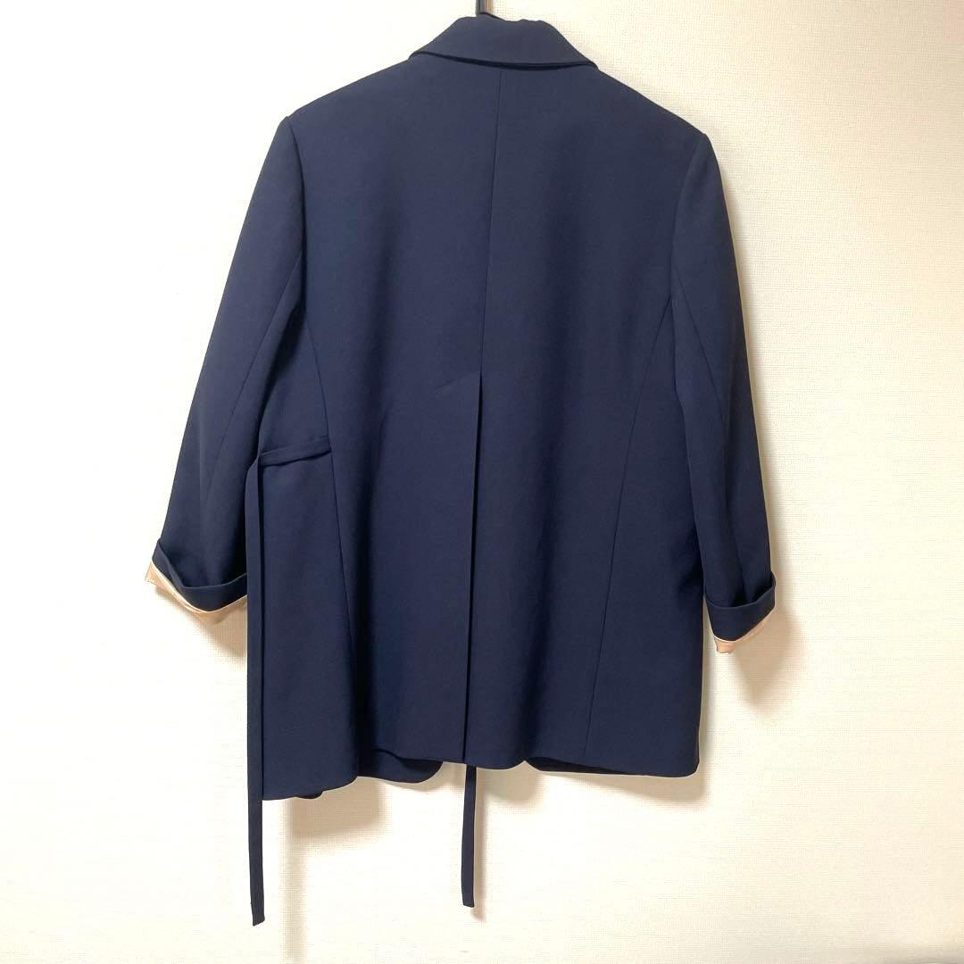 美品Chloe′ 38 ネイビー テーラードジャケット ピンクベージュ裏地