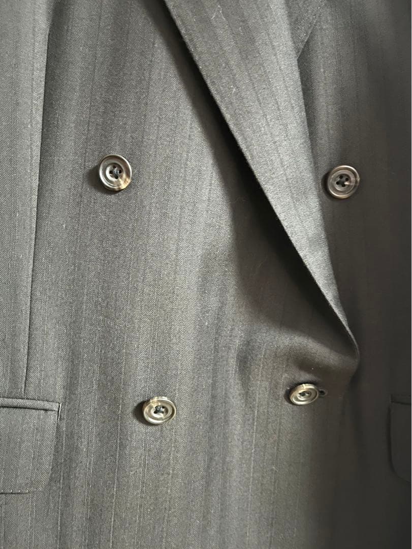 アクアスキュータム スーツセットアップ 黒系焦茶ダブルブレストジャケット