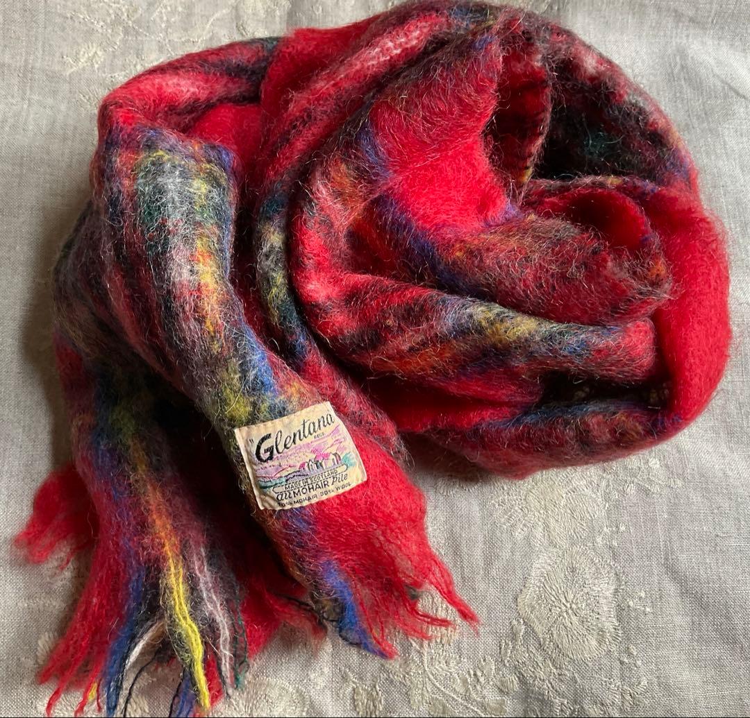 スコットランド製 Glentana グレンタナ モヘヤマフラー　ヴィンテージ