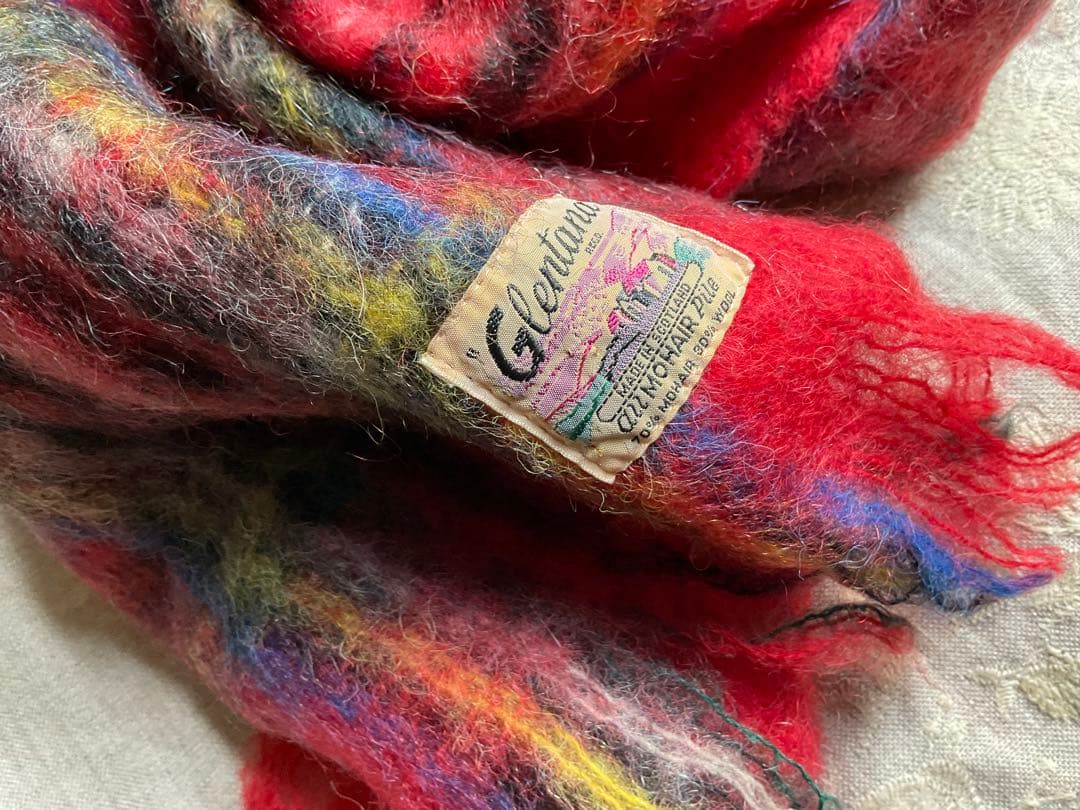 スコットランド製 Glentana グレンタナ モヘヤマフラー　ヴィンテージ