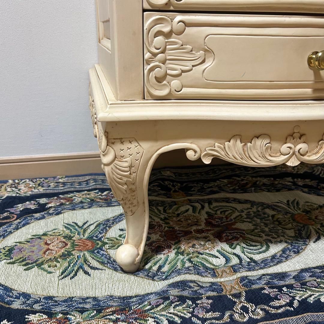 アイボリー 天然木 クラシックチェスト 4段　猫脚