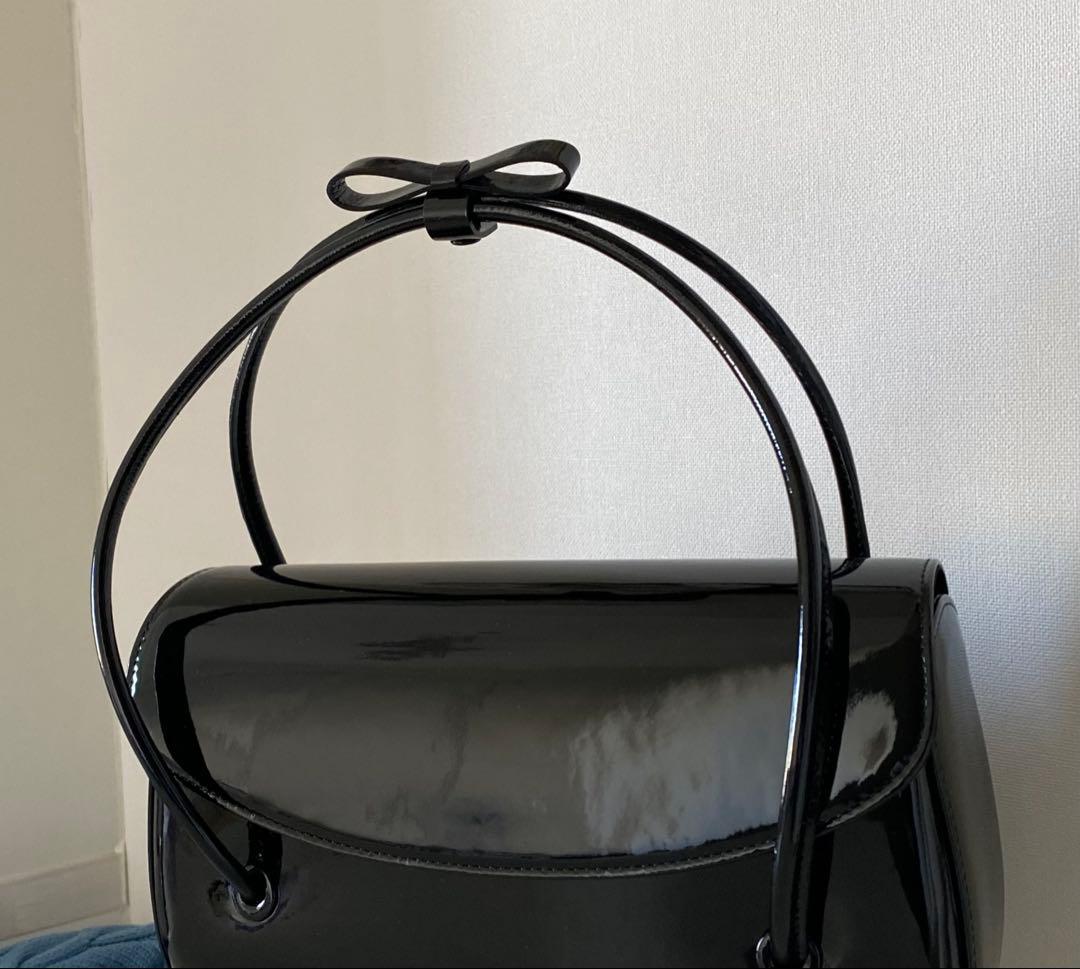 銀座かねまつ　ブラック　エナメル　フォーマル　パーティー　バッグ