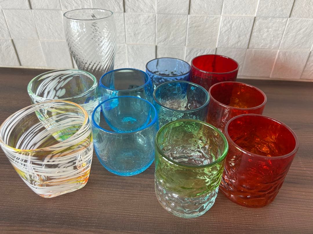 琉球ガラス カラフルなガラスグラスセット 11個