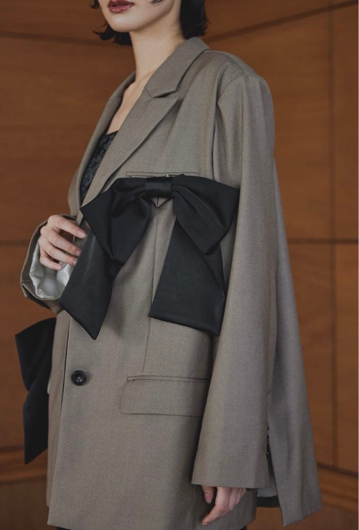 niana ANDRESD フォーリボンラバージャケット ベージュ M リボン