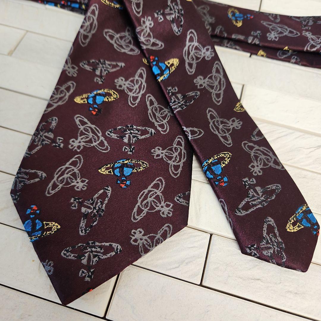 ◾美品ヴィヴィアンウエストウッドネクタイ　イタリー製　シルク100%　未使用