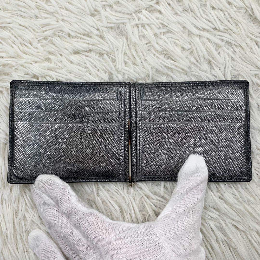 【✨良品✨】プラダ マネークリップ サフィアーノ レザー ブラック ブラック