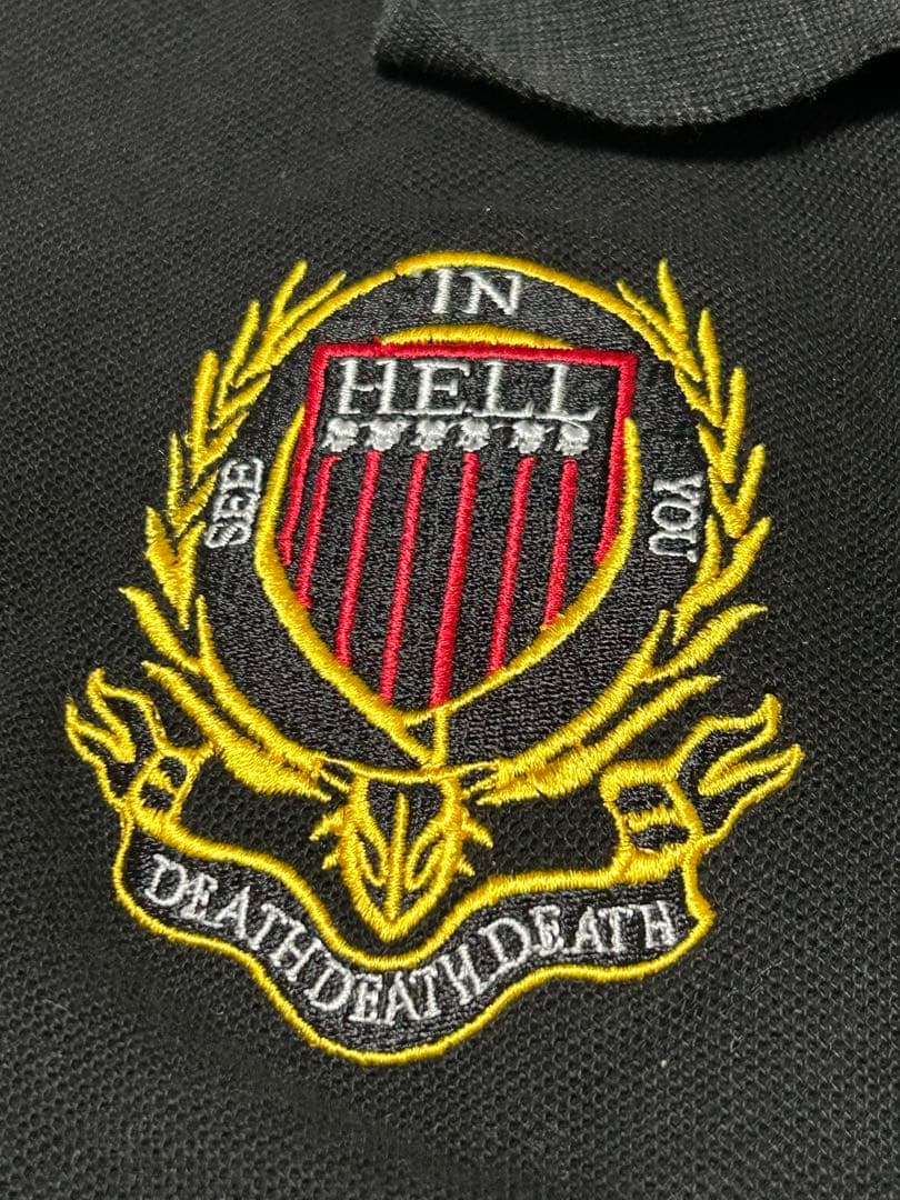 lowlife hell ブラックポロシャツ 刺繍ロゴ ビッグポニー swag