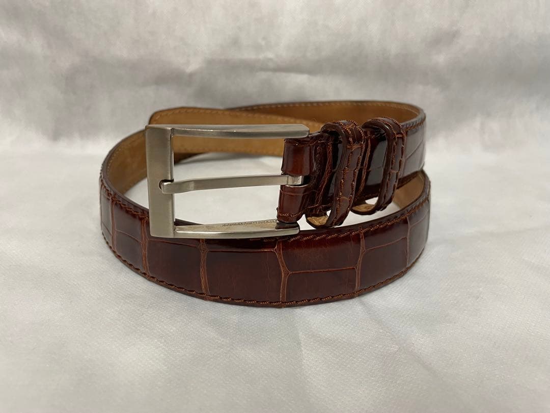 VACCARI　ヴァッカーリ　クロコダイル　クロコ　ベルト　ミディアムブラウン