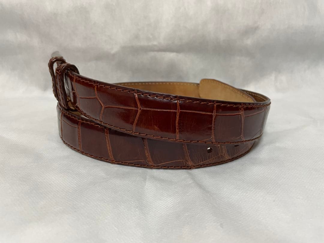 VACCARI　ヴァッカーリ　クロコダイル　クロコ　ベルト　ミディアムブラウン