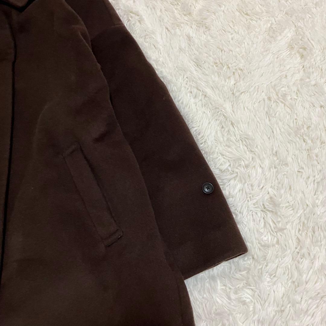 かぐれ ウールバルマカンコート ステンカラー ロング ブラウン